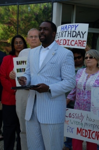 State Rep. Ted James speaks out against Cassidy's plan to raise the Medicare eligibility age to 70.